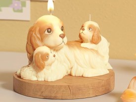 Molde silicona perrito con 2 cachorros 